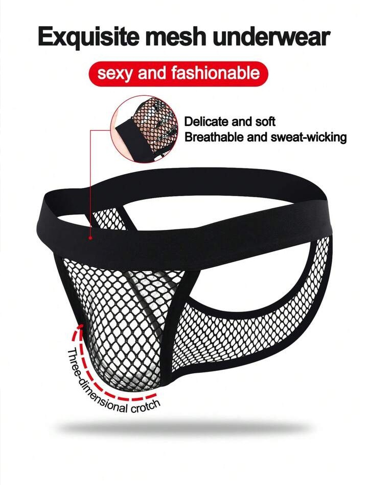 Men's Black Fashionable Mesh Backless Men's Briefs